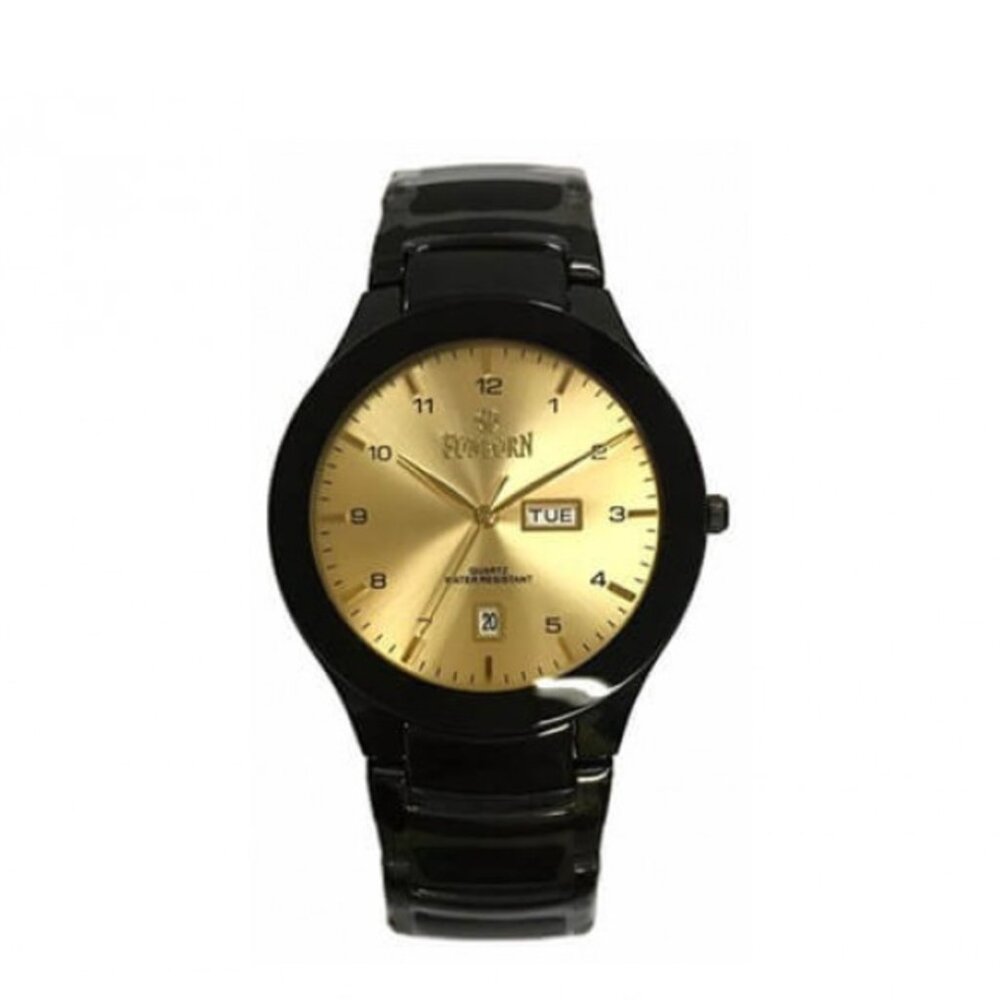 Men’s Swiss Sunborn Black Stainless Steel Watch 51026 20mm